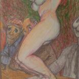 Dessin intitulée "Dancing Naked on th…" par Edwin Loftus, Œuvre d'art originale, Pastel Monté sur Autre panneau rigide