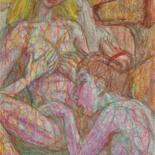 Tekening getiteld "Lovers 77" door Edwin Loftus, Origineel Kunstwerk, Pastel Gemonteerd op Andere stijve panelen