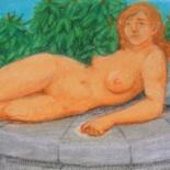 Dessin intitulée "Reclining Nude 6" par Edwin Loftus, Œuvre d'art originale, Pastel Monté sur Autre panneau rigide