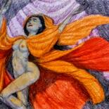 Tekening getiteld "Loie Fuller" door Edwin Loftus, Origineel Kunstwerk, Pastel