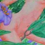 Dessin intitulée "Nude in the Garden" par Edwin Loftus, Œuvre d'art originale, Pastel