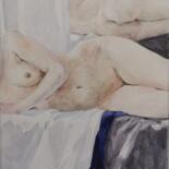 Desenho intitulada "Nude. Mirror" por Ekaterina Lysak, Obras de arte originais, Aquarela