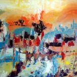 Peinture intitulée "ville-basse" par Eliette Gaurin, Œuvre d'art originale, Huile