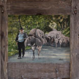 Painting titled "Transhumance en Pro…" by Elisabeth Begot, Original Artwork, Acrylic