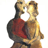 Sculpture titled "cooupple dansant 2" by Elisabeth Brainos, Original Artwork, Terra cotta