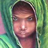 Peinture intitulée "La petite fille au…" par Elizabeth Estienne, Œuvre d'art originale, Pastel Monté sur Carton