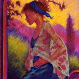 Painting titled "Sunset" by Ellen Dreibelbis, Original Artwork, Pastel