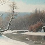 "Winter by the river" başlıklı Tablo Emil Mlynarcik tarafından, Orijinal sanat, Petrol Ahşap Sedye çerçevesi üzerine monte e…