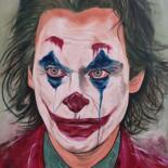 Painting titled "The Joker - Joaquin…" by Enrique Escolar Hernández, Original Artwork, Oil Mounted on Wood Stretcher frame