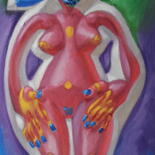 Картина под названием "Nu rose debout" - Eric Fiorin, Подлинное произведение искусства, Масло