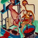 Картина под названием "Mécanique quantique" - Esdez, Подлинное произведение искусства, Масло Установлен на Деревянная рама д…