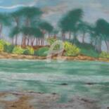 Dessin intitulée "L'île aux pins" par Estelle D, Œuvre d'art originale, Pastel