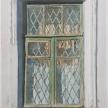 Painting titled "Old beautiful window" by Eugene Panov, Original Artwork, Watercolor