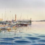 Peinture intitulée "Marine at dawn" par Eugenia Gorbacheva, Œuvre d'art originale, Aquarelle
