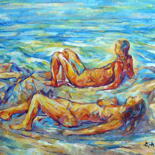 Schilderij getiteld "au soleil au bod de…" door Eva Ars, Origineel Kunstwerk, Olie