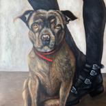 Painting titled "Mon chien Ralph" by Eva Pelles, Original Artwork, Acrylic