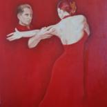 Painting titled "Red Tango" by Evdokiya Hristova, Original Artwork, Oil Mounted on Wood Stretcher frame