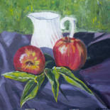 Painting titled "Plein air Apples an…" by Evgeniya Zragevskaya, Original Artwork, Oil