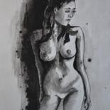 Drawing titled "Nudité" by Fabienne Haumont, Original Artwork, Ink