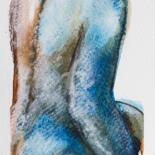 Dessin intitulée "Nu bleu #2" par Fabienne Monestier, Œuvre d'art originale, Pastel