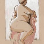 Desenho intitulada "Femme 14" por Fabrice Boulanger, Obras de arte originais, Aquarela