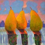 Painting titled "Three Pear Surreal" by Fagan, Original Artwork