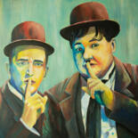 Schilderij getiteld "Laurel and Hardy" door Felice Mauro Battiston, Origineel Kunstwerk, Acryl Gemonteerd op Frame voor hout…