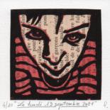 Gravures & estampes intitulée "Le lundi 13 septemb…" par Jean-Bernard Fenouillas, Œuvre d'art originale, Xylographie