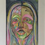 Peinture intitulée "Behind the mask" par Franck Ferrao (Kiki), Œuvre d'art originale, Aquarelle