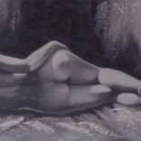 Malerei mit dem Titel "Nude woman lying on…" von Filip Petrovic, Original-Kunstwerk, Acryl