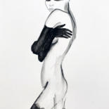 Pintura titulada "Woman in black glov…" por Fiona Maclean, Obra de arte original, Acuarela