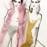 Pintura intitulada "Lana & friend" por Fiona Maclean, Obras de arte originais, Aquarela