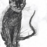 Drawing titled "Black Cat" by Fleur Elise Noble, Original Artwork, Pencil