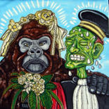Peinture intitulée "Le Gorille et le Ma…" par Florence H, Œuvre d'art originale, Acrylique