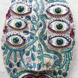 Collages titled "Masque Papier Mâché…" by Florence H, Original Artwork, Paper maché