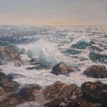 Peinture intitulée "mer houleuse" par Erick Millet, Œuvre d'art originale, Acrylique