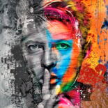 Arte digitale intitolato "David Bowie" da Franck Rozet, Opera d'arte originale, Fotomontaggio Montato su Alluminio