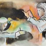 Peinture intitulée "Duo de chefs d'orch…" par Françoise Pillou, Œuvre d'art originale, Aquarelle