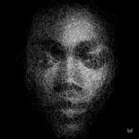 Digitale Kunst getiteld "Curly Black Face" door Frédéric Durieu & Nathalie Erin, Origineel Kunstwerk, 2D Digital Work