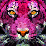 Arts numériques intitulée "Tiger Out Of Flower…" par Frédéric Durieu & Nathalie Erin, Œuvre d'art originale, Travail numériq…