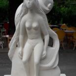 Sculpture intitulée "Miss covid" par Fxl, Œuvre d'art originale, Pierre