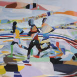 Painting titled "runners" by Gabriel Cristian Matei, Original Artwork, Oil