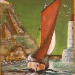 Painting titled "au large de l'île d…" by Jean-Louis Gaillard, Original Artwork, Oil