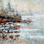 Peinture intitulée "In the port" par Dmitry Kustanovich, Œuvre d'art originale, Huile Monté sur Châssis en bois