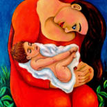 Peinture intitulée "Mother and Child" par Gasparian, Œuvre d'art originale