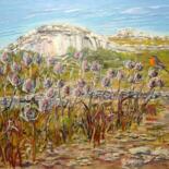 Peinture intitulée "Pays de cailloux, d…" par Geneviève Baud Caizergues, Œuvre d'art originale, Huile Monté sur Châssis en b…