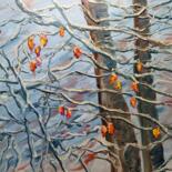 Peinture intitulée "Neige d automne" par Geneviève Baud Caizergues, Œuvre d'art originale, Huile Monté sur Châssis en bois