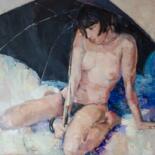 Картина под названием "A drop of rain" - Gennadi Alekhnovich, Подлинное произведение искусства, Масло