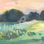 Painting titled "Frensham Pond, Yell…" by Georgina Rey, Original Artwork, Oil