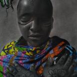 Рисунок под названием "Sleeping Beauty" - Gerald Udoinyang, Подлинное произведение искусства, Древесный уголь